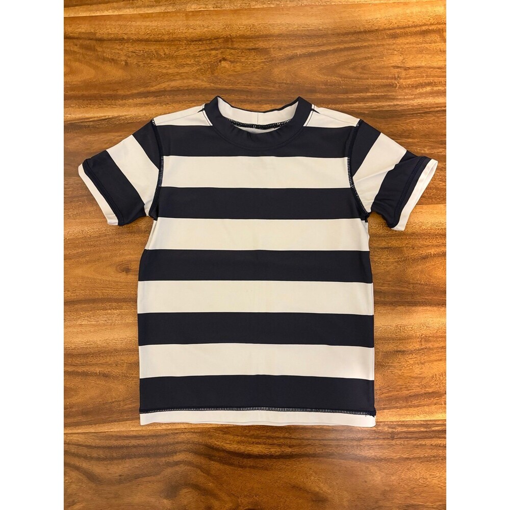 Primary Short Sleeve Rash Guard, Navy/White, Size 2-3